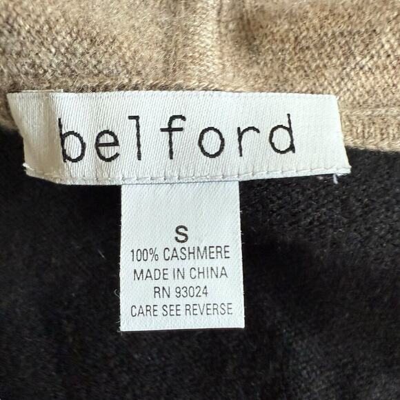 Belford Sleeveless Cardigan 100% Cashmere Color block Tan Small Quiet Luxury - Picture 5 of 8
